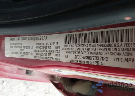 2015 Fiat 500L Lounge z USA, uszkodzony, nr VIN ZFBCFACH0FZ032182